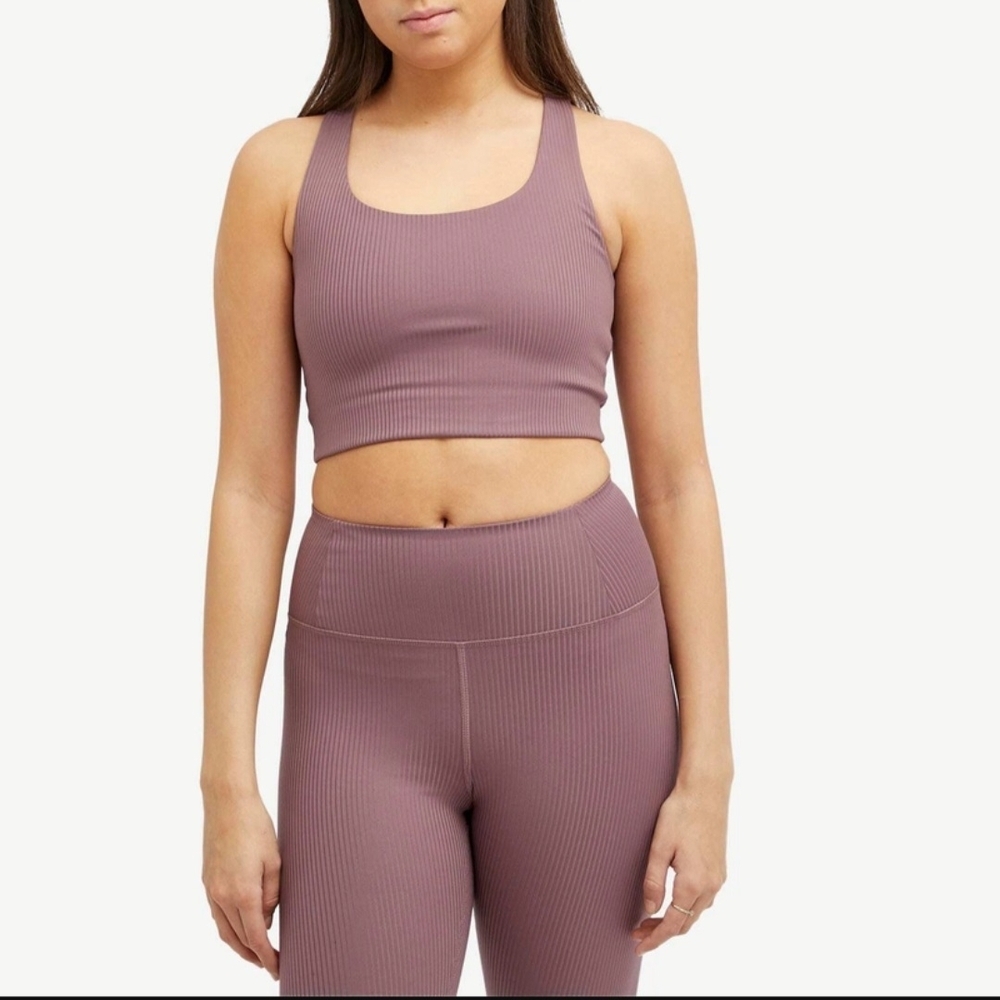Girlfriend Collective Mauve Ribbed Sports Bra